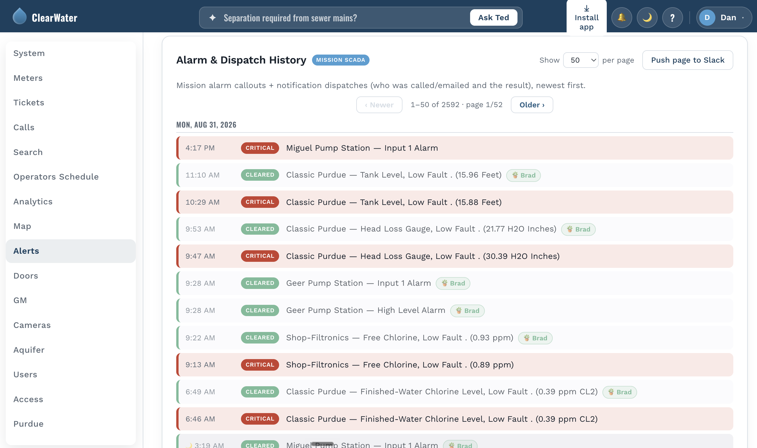An alert as it arrives in Slack and email