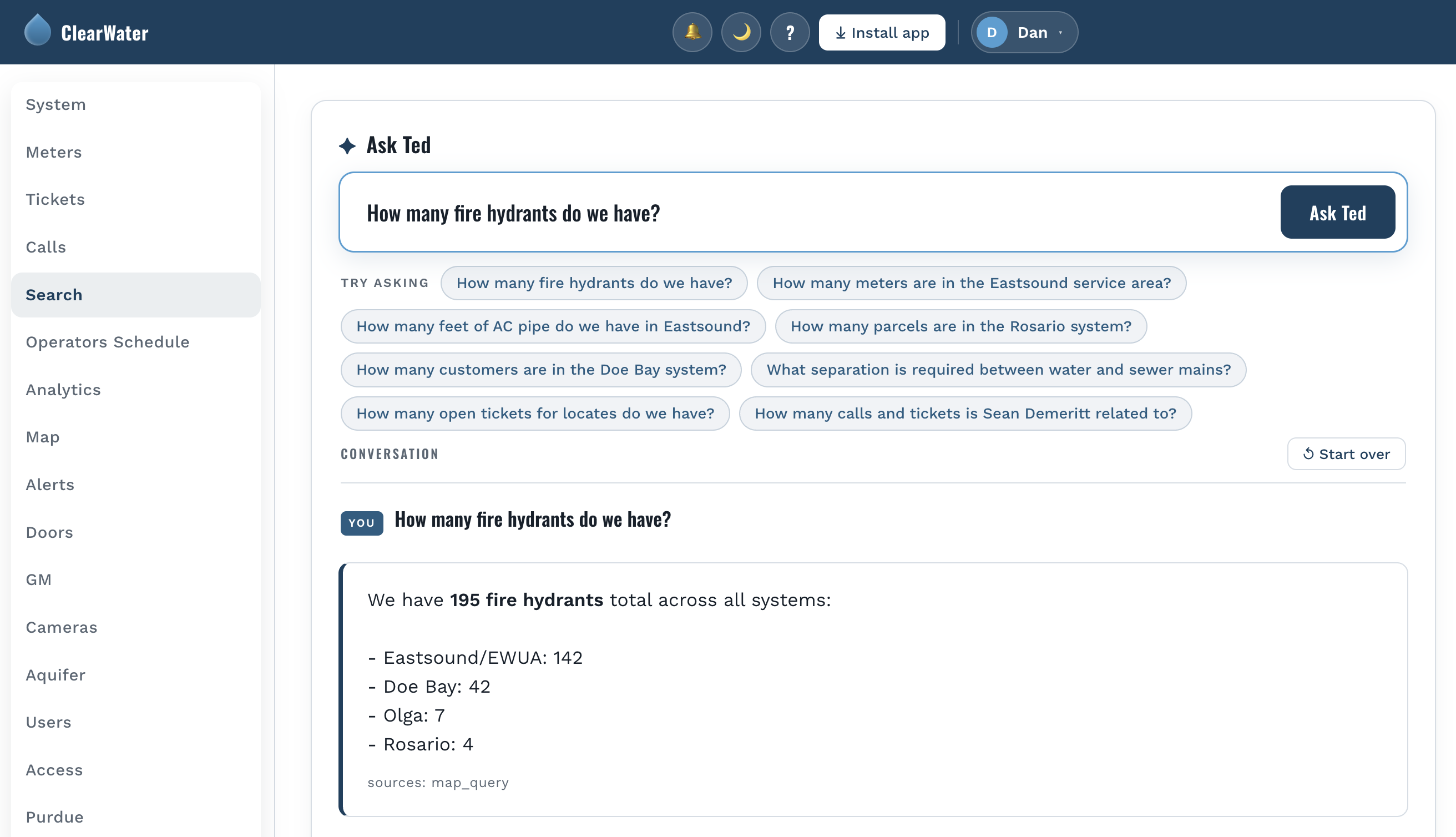 A plain-English question answered from the utility’s own data